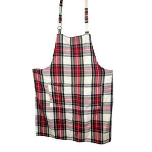 Festive Red Plaid Apron Holiday Checks Colorful Preppy Chic Classic Retro
